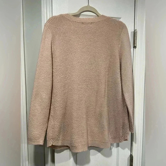 Market & Spruce Light Pink Long Sleeve V neck Ribbed Pullover Sweater Size M - Picture 9 of 10